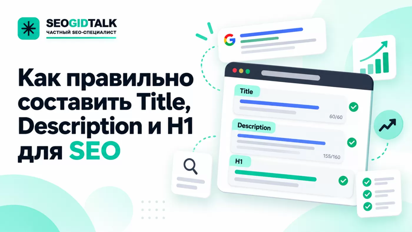 Пример HTML с SEO Title, Meta Description и H1 и сравнением поискового сниппета