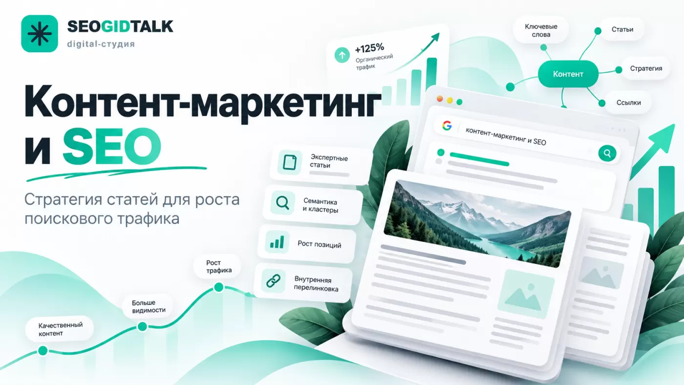 Контент-маркетинг и SEO схема редакционного плана, тематических статей, внутренней перелинковки и анализа органического трафика