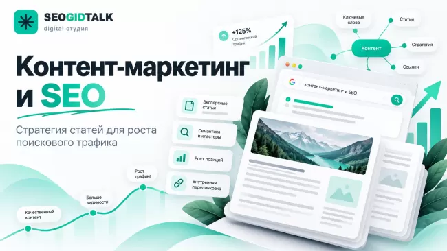 Контент-маркетинг и SEO схема редакционного плана, тематических статей, внутренней перелинковки и анализа органического трафика