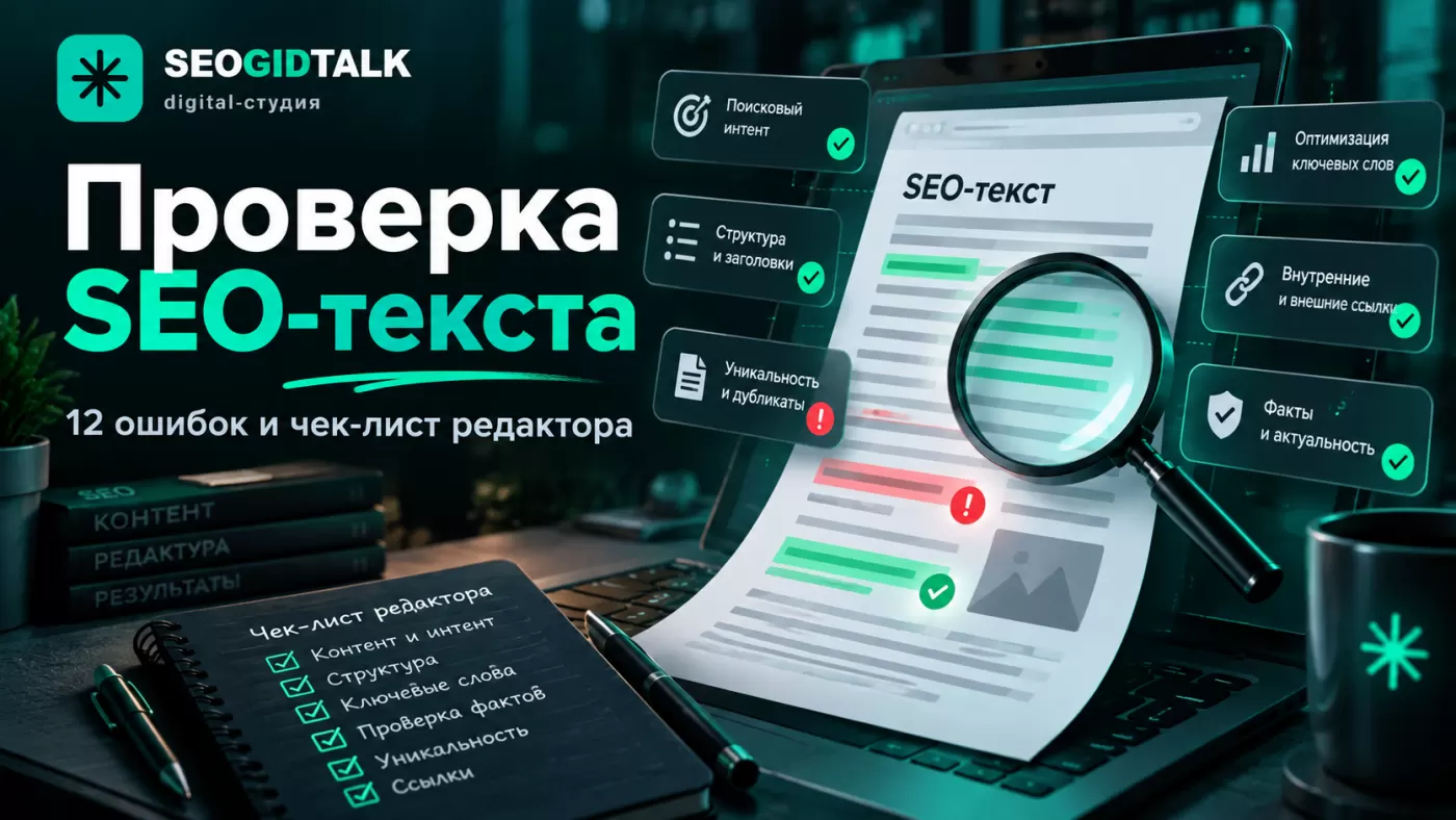 Редакторская проверка SEO-текста структура статьи, заголовки, поисковые запросы и контроль качества содержимого.