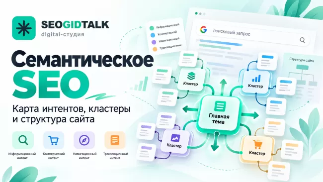 Карта поисковых интентов сайта SEOGIDTALK смысловые группы запросов, страницы услуг, статьи и внутренняя перелинковка