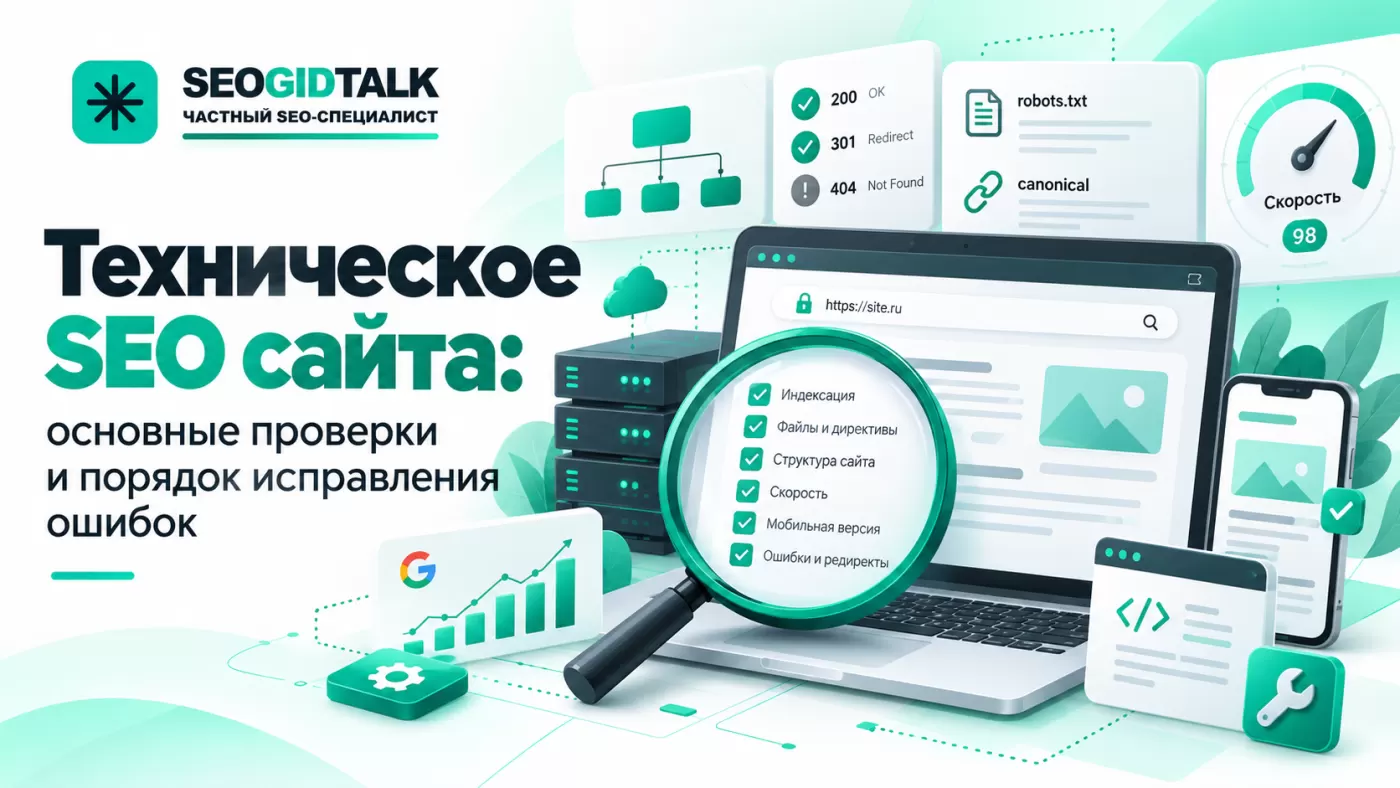 Техническое SEO сайта панель проверки HTTP-ответов, индексации, структуры страниц и производительности в Яндексе и Google.