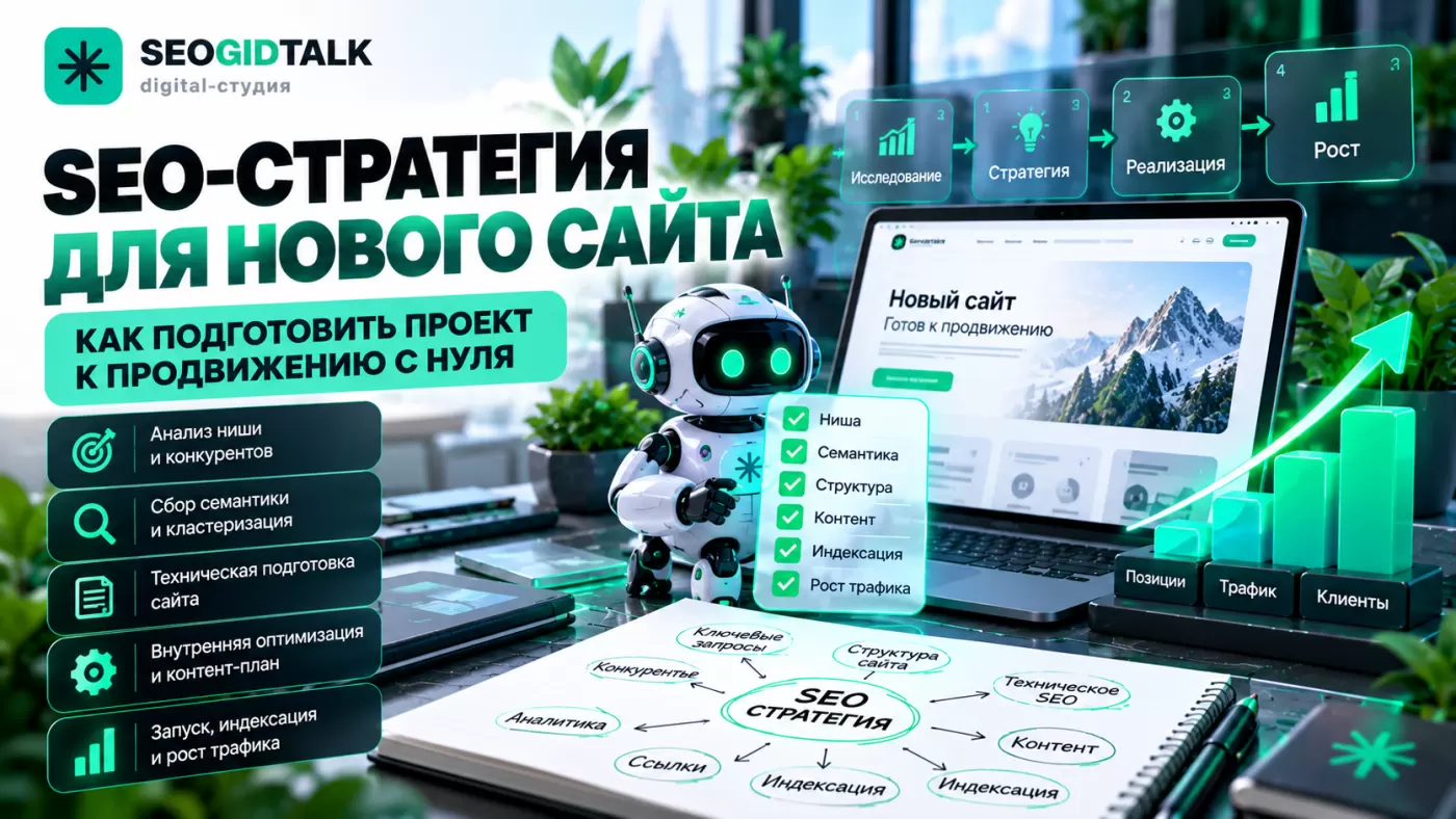SEO-стратегия для нового сайта схема планирования структуры страниц, семантического ядра, технической оптимизации и этапов запуска в Яндексе и Google.