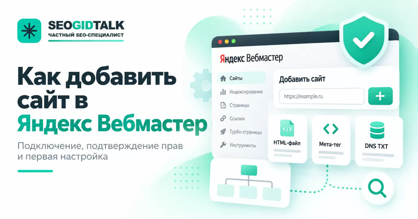 Добавление сайта в Яндекс Вебмастер, подтверждение прав и настройка индексации