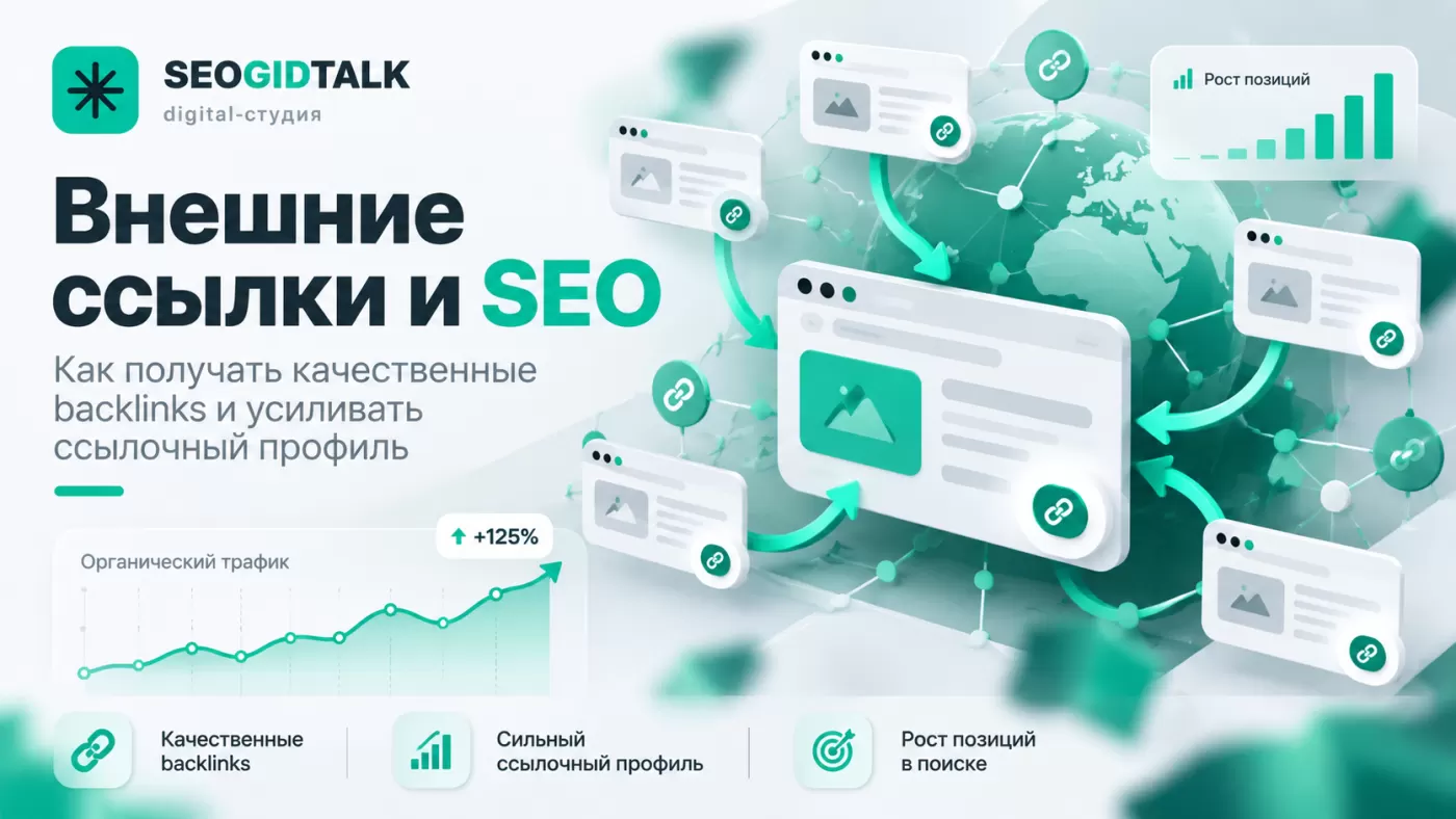 Внешние ссылки и SEO — схема получения качественных backlinks с тематических сайтов-доноров, формирования ссылочного профиля и анализа органического трафика.