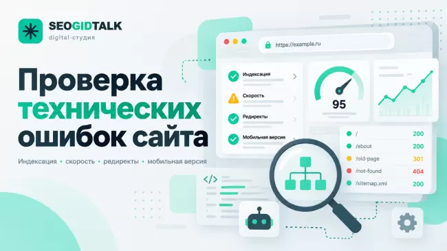 Проверка технических ошибок сайта панель диагностики HTTP-кодов, индексации, редиректов и скорости загрузки страниц